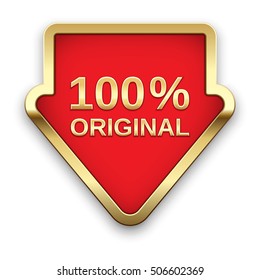 100% original golden badge, vector.