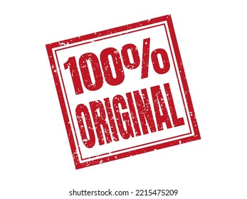 100% ORIGINAL red stamp text on white