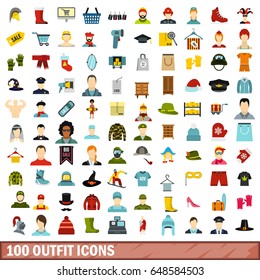 100 outfit icons set in flat style for any design vector illustration