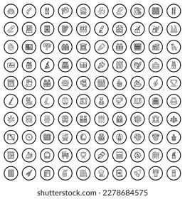 100 paint icons set. Outline illustration of 100 paint icons vector set isolated on white background