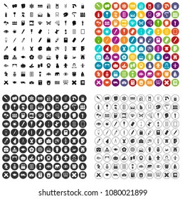 100 paint school icons set vector in 4 variant for any web design isolated on white