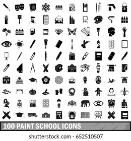 100 paint school icons set in simple style for any design vector illustration