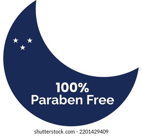 100% Paraben Free Product Label Sign for product vector art illustration with stylish font and blue white color