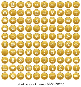 100 parking icons set gold