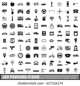 100 parking icons set in simple style for any design vector illustration