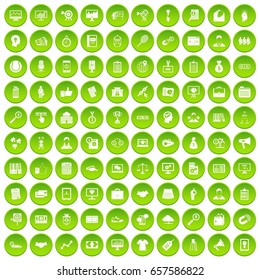 100 partnership icons set green circle isolated on white background vector illustration