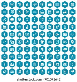 100 partnership icons set in sapphirine hexagon isolated vector illustration