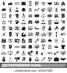 100 partnership icons set in simple style for any design vector illustration