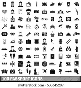 100 passport icons set in simple style for any design vector illustration