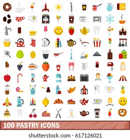 100 pastry icons set in flat style for any design vector illustration