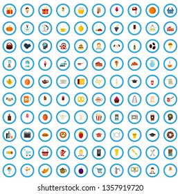 100 pastry skill icons set in flat style for any design vector illustration