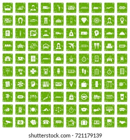 100 paying money icons set in grunge style green color isolated on white background vector illustration