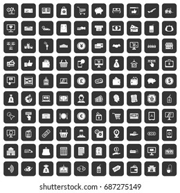 100 payment icons set in black color isolated vector illustration