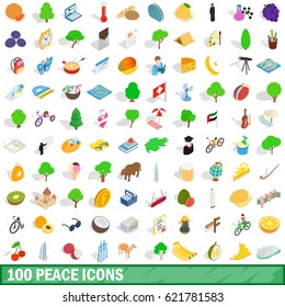 100 peace icons set in isometric 3d style for any design vector illustration