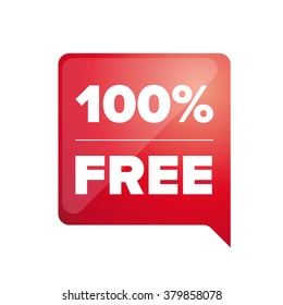 100 pecent free label red