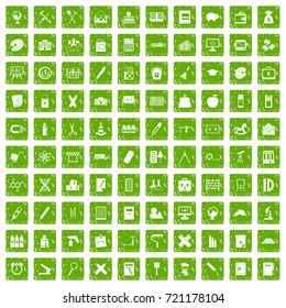 100 pensil icons set in grunge style green color isolated on white background vector illustration