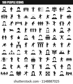 100 people icon set. Simple set of 100 people vector icons for web design isolated on white background