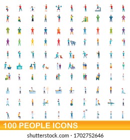 100 people icons set. Cartoon illustration of 100 people icons vector set isolated on white background