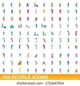 100 people icons set. Cartoon illustration of 100 people icons vector set isolated on white background