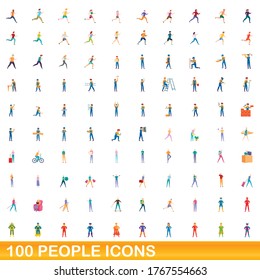 100 people icons set. Cartoon illustration of 100 people icons vector set isolated on white background