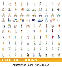 100 people icons set. Cartoon illustration of 100 people icons vector set isolated on white background