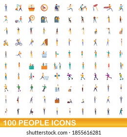 100 people icons set. Cartoon illustration of 100 people icons vector set isolated on white background