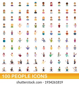 100 people icons set. Cartoon illustration of 100 people icons vector set isolated on white background