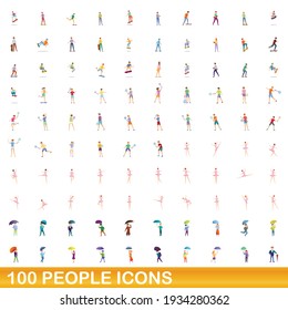 100 people icons set. Cartoon illustration of 100 people icons vector set isolated on white background
