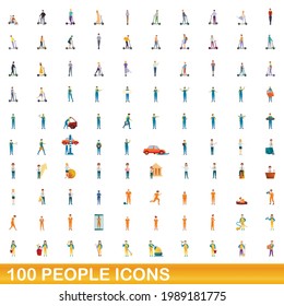 100 people icons set. Cartoon illustration of 100 people icons vector set isolated on white background