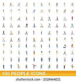 100 people icons set. Cartoon illustration of 100 people icons vector set isolated on white background