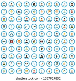 100 people icons set in flat style for any design vector illustration