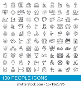 100 people icons set. Outline illustration of 100 people icons vector set isolated on white background