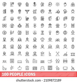 100 people icons set. Outline illustration of 100 people icons vector set isolated on white background