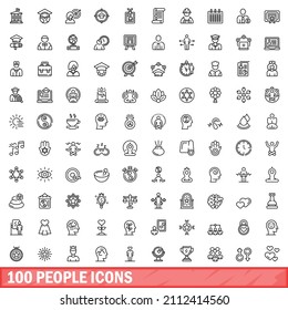 100 people icons set. Outline illustration of 100 people icons vector set isolated on white background