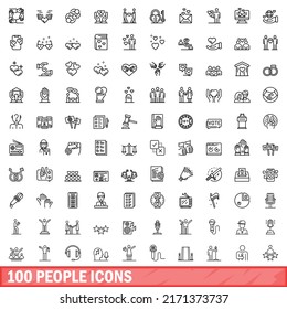 100 people icons set. Outline illustration of 100 people icons vector set isolated on white background