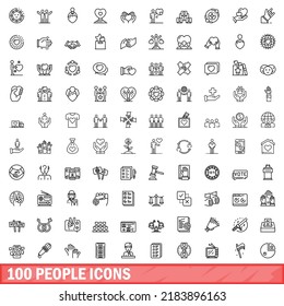 100 people icons set. Outline illustration of 100 people icons vector set isolated on white background