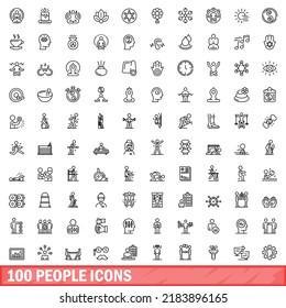 100 people icons set. Outline illustration of 100 people icons vector set isolated on white background