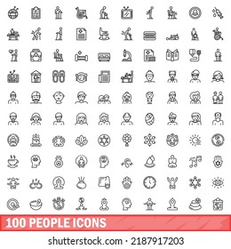 100 people icons set. Outline illustration of 100 people icons vector set isolated on white background