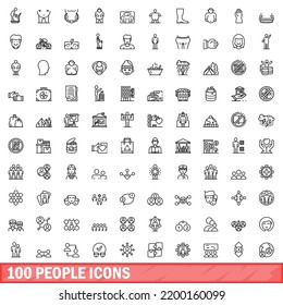 100 people icons set. Outline illustration of 100 people icons vector set isolated on white background