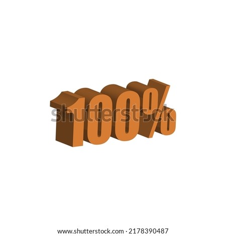 100 percent 3D orange text. 100% 3D text on white background. One hundred percent special offer, discount and percentage tag vector