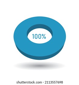 100 percent 3D vector pie chart