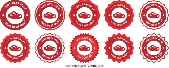 100 Percent Beef Meat Labels for Fresh and Natural Product Packaging