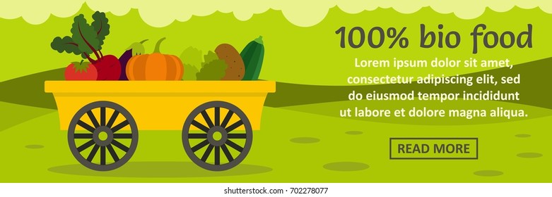 100 percent bio food banner horizontal concept. Flat illustration of 100 percent bio food banner horizontal vector concept for web