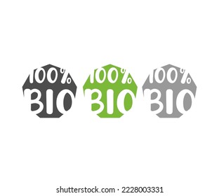 100% percent Bio label. Natural, organic, fresh, food sticker logo design. Organic natural bio labels set icon, healthy foods badges, fresh eco vegetarian food vector design and illustration.
