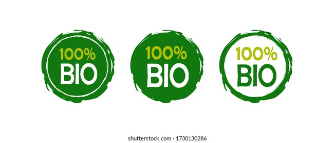 100 percent Bio logo label isolated on white background. Vector