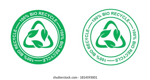 100 percent bio recyclable icon,  recycle logo, vector illustration