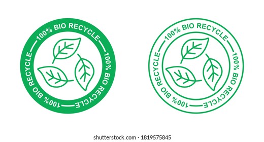 100 percent bio recyclable icon,  recycle logo, vector illustration