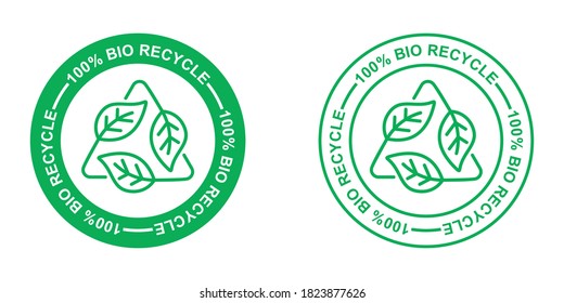 100 percent bio recyclable icon,  recycle logo, vector illustration svg