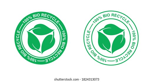 100 percent bio recyclable icon,  recycle logo, vector illustration