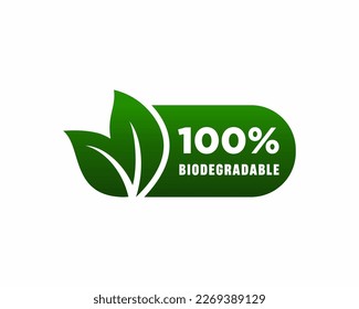 100 percent Biodegradable label sticker badge Vector, 100% Biodegradable label svg